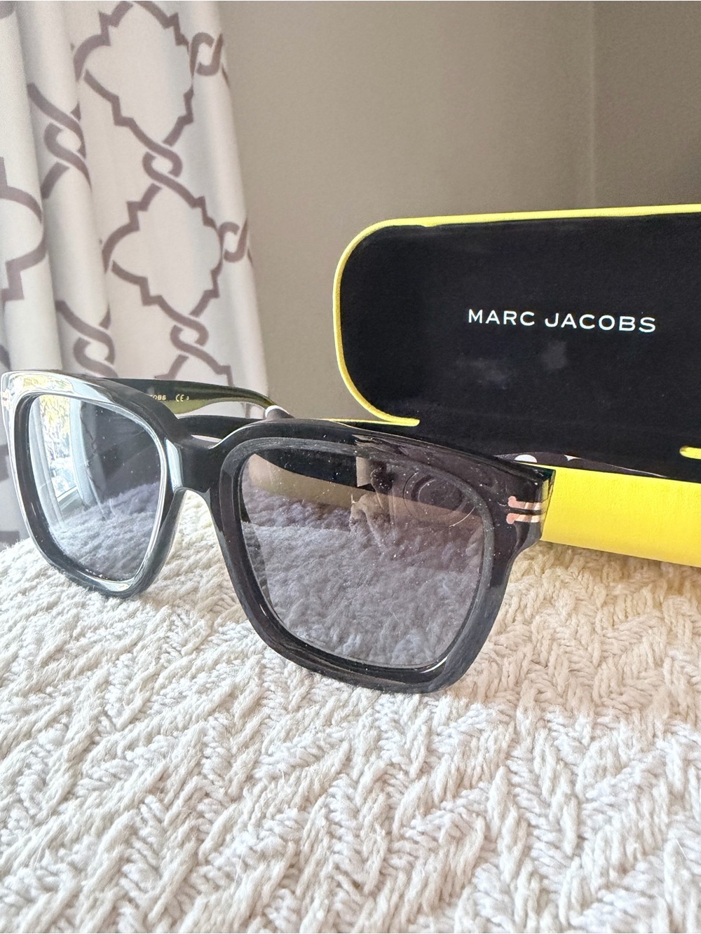 Marc Jacobs Men’s Black Tortoiseshell Square Sunglasses